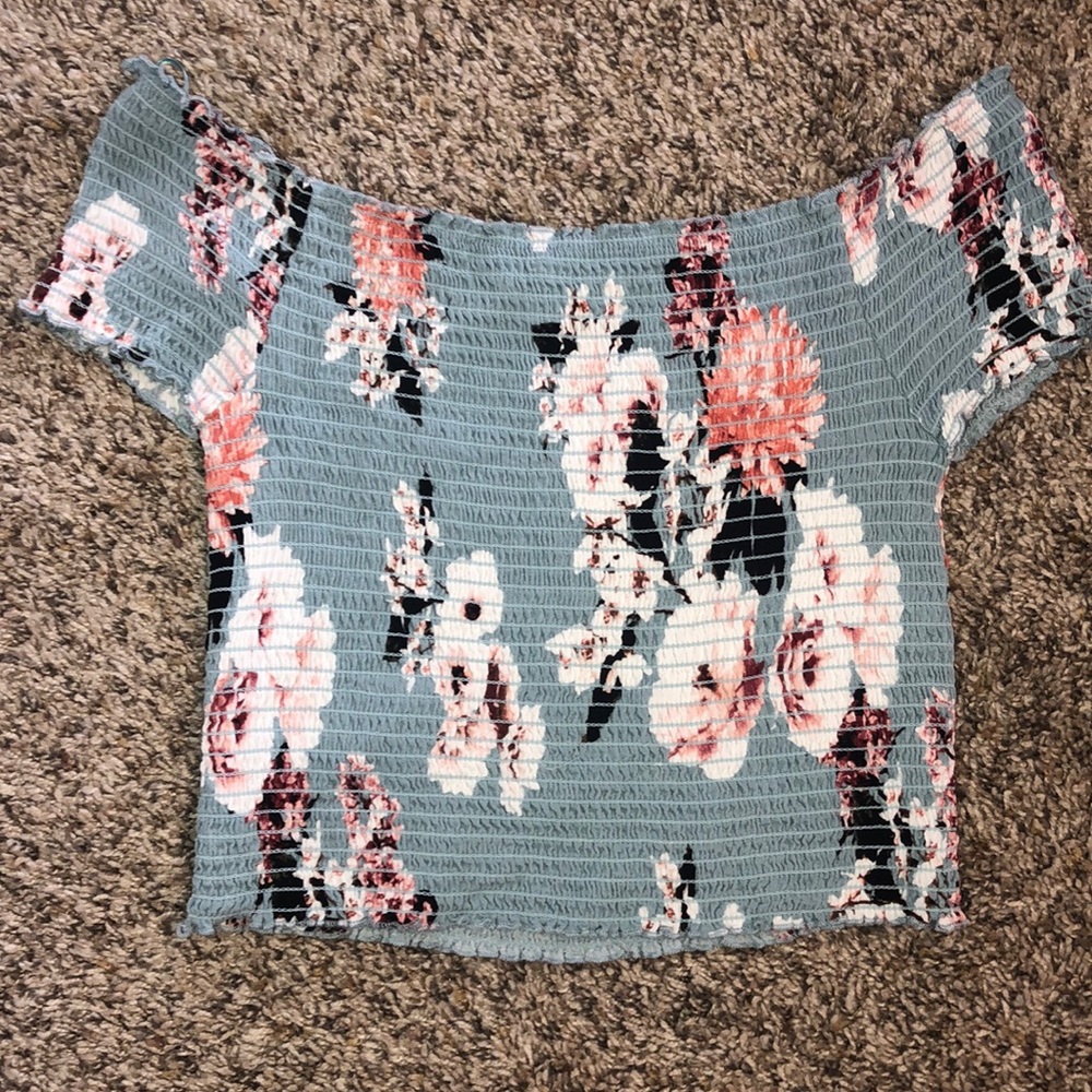 Kendall and Kylie light blue crop top